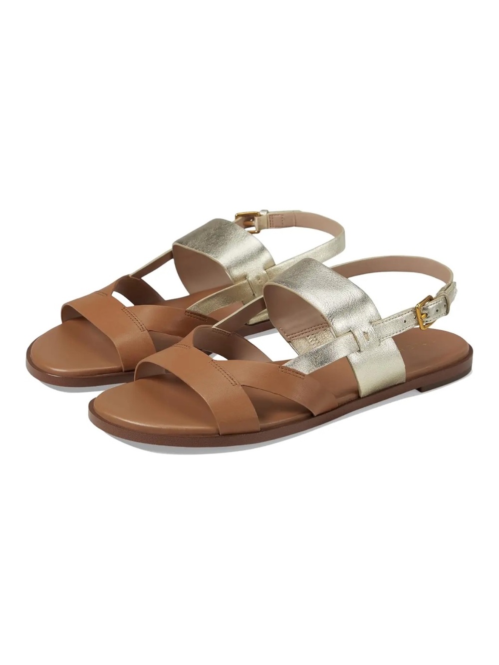 Cole Haan Fawn Sandal Leather Pecan/Soft Gold Size 8 Strappy Slingback